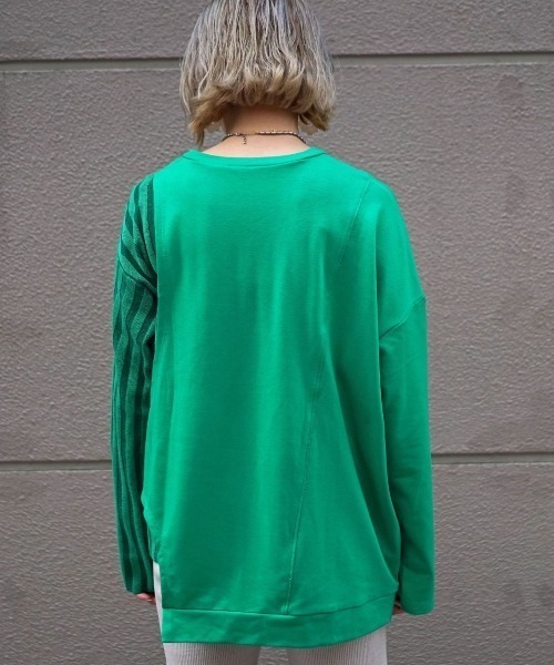 AULA AILA（アウラアイラ）の「AULA AILA（アウラ アイラ）別注コンビネーションニットTOPS（Tシャツ/カットソー・レディース・グリーン/アイボリー・0）」の20枚目の写真