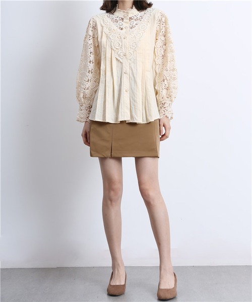 MAISON DE THERESE（メゾン ド テレーズ）の「レース切り替えシャツブラウス（シャツ/ブラウス・レディース・ベージュ/ブラック/ホワイト・MEDIUM/LARGE）」の18枚目の写真