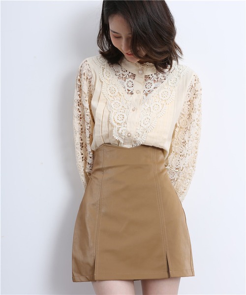 MAISON DE THERESE（メゾン ド テレーズ）の「レース切り替えシャツブラウス（シャツ/ブラウス・レディース・ベージュ/ブラック/ホワイト・MEDIUM/LARGE）」の13枚目の写真