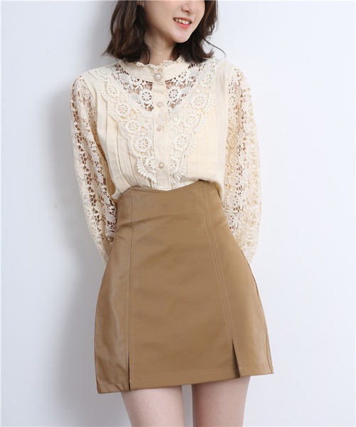 MAISON DE THERESE（メゾン ド テレーズ）の「レース切り替えシャツブラウス（シャツ/ブラウス・レディース・ベージュ/ブラック/ホワイト・MEDIUM/LARGE）」の14枚目の写真