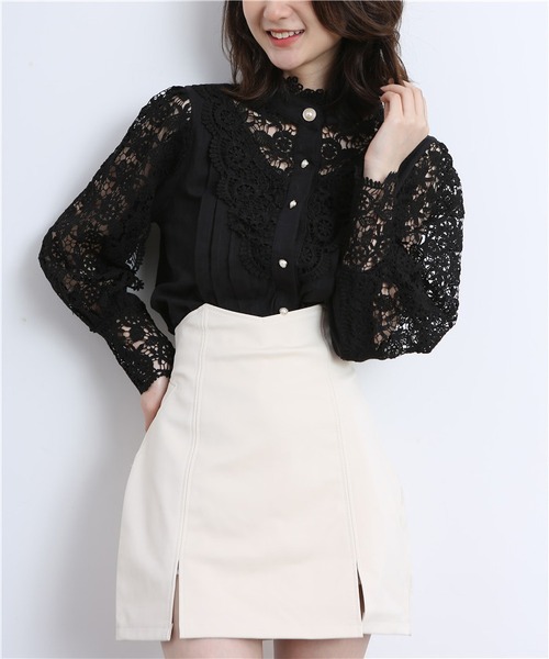 MAISON DE THERESE（メゾン ド テレーズ）の「レース切り替えシャツブラウス（シャツ/ブラウス・レディース・ベージュ/ブラック/ホワイト・MEDIUM/LARGE）」の19枚目の写真