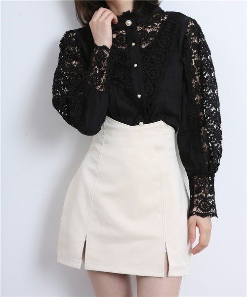 MAISON DE THERESE（メゾン ド テレーズ）の「レース切り替えシャツブラウス（シャツ/ブラウス・レディース・ベージュ/ブラック/ホワイト・MEDIUM/LARGE）」の21枚目の写真