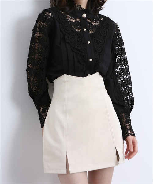 MAISON DE THERESE（メゾン ド テレーズ）の「レース切り替えシャツブラウス（シャツ/ブラウス・レディース・ベージュ/ブラック/ホワイト・MEDIUM/LARGE）」の22枚目の写真