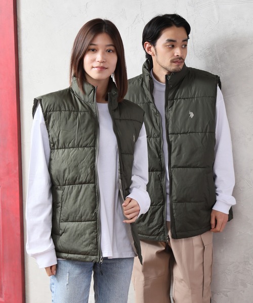 U.S. POLO ASSN.（ユーエスポロアッスン）の「【U.S. POLO ASSN./ユーエスポロアッスン】ワンポイントポニー刺繍 パファーベスト（ダウンベスト・メンズ・ブラック/カーキ/ネイビー・S/L/M/XL）」の3枚目の写真