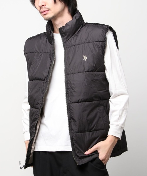 U.S. POLO ASSN.（ユーエスポロアッスン）の「【U.S. POLO ASSN./ユーエスポロアッスン】ワンポイントポニー刺繍 パファーベスト（ダウンベスト・メンズ・ブラック/カーキ/ネイビー・S/L/M/XL）」の9枚目の写真