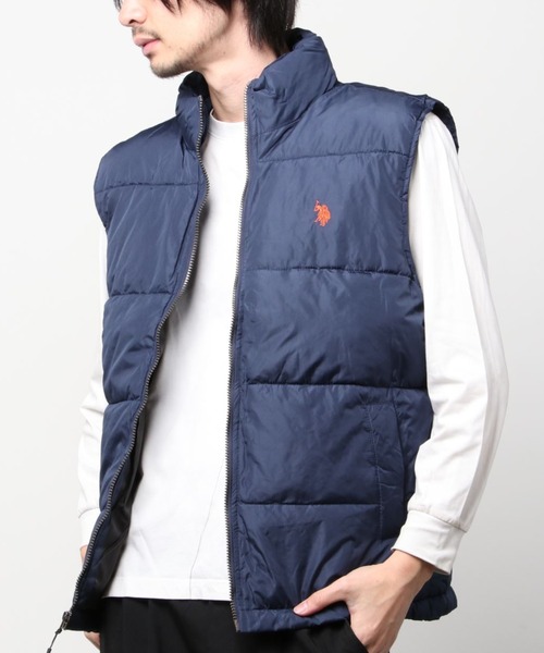 U.S. POLO ASSN.（ユーエスポロアッスン）の「【U.S. POLO ASSN./ユーエスポロアッスン】ワンポイントポニー刺繍 パファーベスト（ダウンベスト・メンズ・ブラック/カーキ/ネイビー・S/L/M/XL）」の7枚目の写真