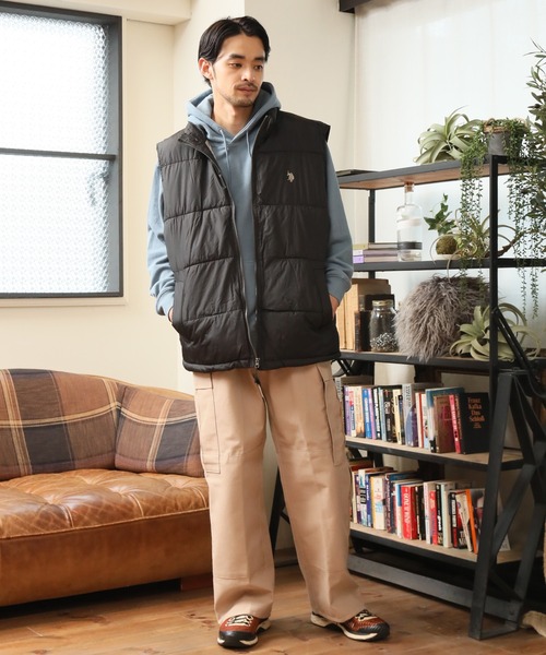 U.S. POLO ASSN.（ユーエスポロアッスン）の「【U.S. POLO ASSN./ユーエスポロアッスン】ワンポイントポニー刺繍 パファーベスト（ダウンベスト・メンズ・ブラック/カーキ/ネイビー・S/L/M/XL）」の21枚目の写真