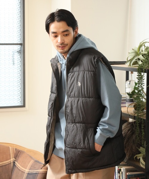 U.S. POLO ASSN.（ユーエスポロアッスン）の「【U.S. POLO ASSN./ユーエスポロアッスン】ワンポイントポニー刺繍 パファーベスト（ダウンベスト・メンズ・ブラック/カーキ/ネイビー・S/L/M/XL）」の20枚目の写真
