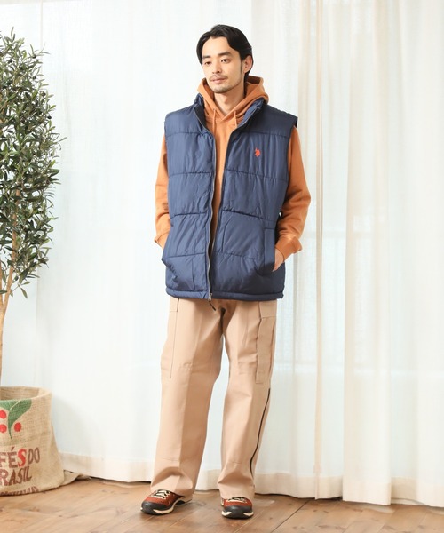 U.S. POLO ASSN.（ユーエスポロアッスン）の「【U.S. POLO ASSN./ユーエスポロアッスン】ワンポイントポニー刺繍 パファーベスト（ダウンベスト・メンズ・ブラック/カーキ/ネイビー・S/L/M/XL）」の13枚目の写真