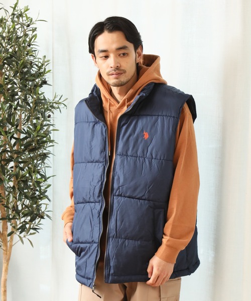 U.S. POLO ASSN.（ユーエスポロアッスン）の「【U.S. POLO ASSN./ユーエスポロアッスン】ワンポイントポニー刺繍 パファーベスト（ダウンベスト・メンズ・ブラック/カーキ/ネイビー・S/L/M/XL）」の12枚目の写真