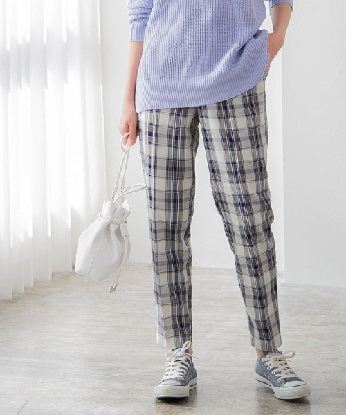 Pierrot(ピエロ)の「チェックテーパードパンツ(その他パンツ・レディース・ネイビー/ブラウン/ミント・M/L/PM)」の3枚目の写真