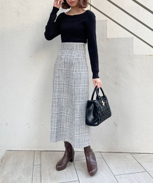 MAJESTIC LEGON（マジェスティックレゴン）の「バックリボンツイードスカート（スカート・レディース・ブラック系その他/グレー系その他/ブラウン系その他2・MEDIUM）」の8枚目の写真