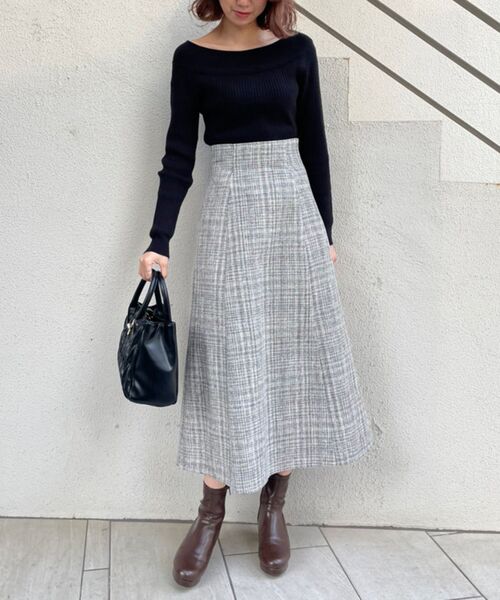 MAJESTIC LEGON（マジェスティックレゴン）の「バックリボンツイードスカート（スカート・レディース・ブラック系その他/グレー系その他/ブラウン系その他2・MEDIUM）」の9枚目の写真