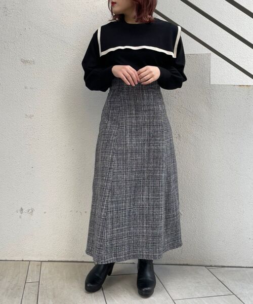 MAJESTIC LEGON（マジェスティックレゴン）の「バックリボンツイードスカート（スカート・レディース・ブラック系その他/グレー系その他/ブラウン系その他2・MEDIUM）」の21枚目の写真