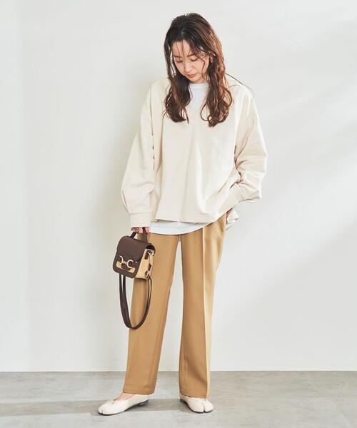 coen（コーエン）の「【2SETアイテム】キレイメ裏毛フカVスウェット＆ロンTセット（Tシャツ/カットソー・レディース・モカ/ダークグレー/ナチュラル・M/L）」の5枚目の写真