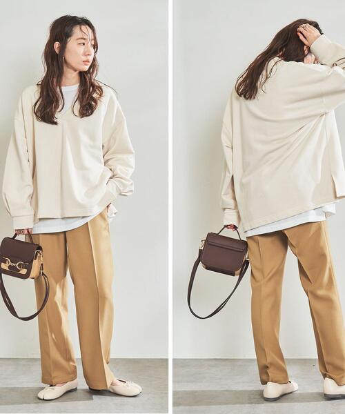 coen（コーエン）の「【2SETアイテム】キレイメ裏毛フカVスウェット＆ロンTセット（Tシャツ/カットソー・レディース・モカ/ダークグレー/ナチュラル・M/L）」の6枚目の写真