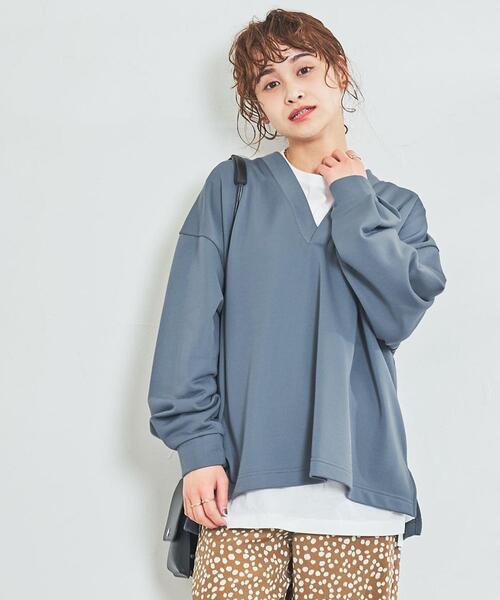 coen（コーエン）の「【2SETアイテム】キレイメ裏毛フカVスウェット＆ロンTセット（Tシャツ/カットソー・レディース・モカ/ダークグレー/ナチュラル・M/L）」の7枚目の写真