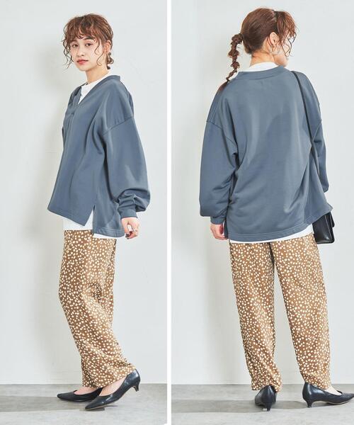 coen（コーエン）の「【2SETアイテム】キレイメ裏毛フカVスウェット＆ロンTセット（Tシャツ/カットソー・レディース・モカ/ダークグレー/ナチュラル・M/L）」の14枚目の写真