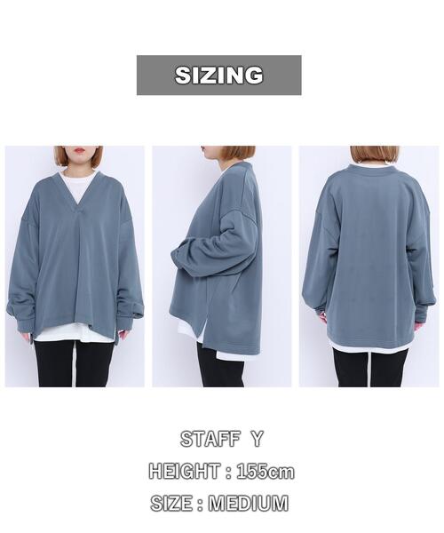 coen（コーエン）の「【2SETアイテム】キレイメ裏毛フカVスウェット＆ロンTセット（Tシャツ/カットソー・レディース・モカ/ダークグレー/ナチュラル・M/L）」の9枚目の写真