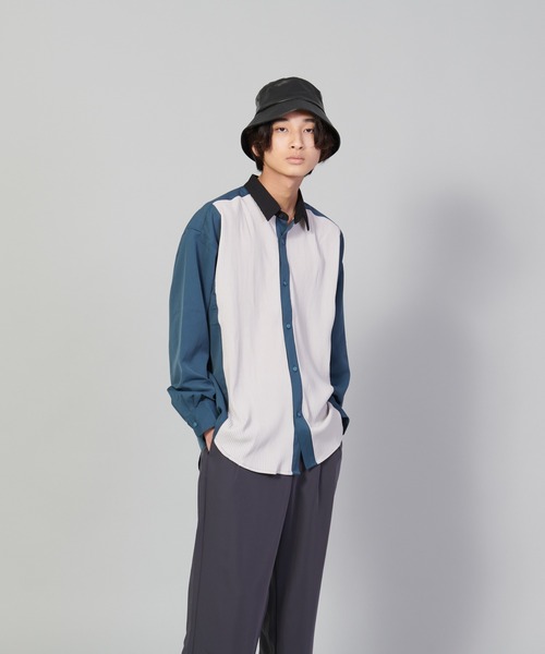 UNIIT(ユニット)の「【UNIIT/ユニット】カットプリーツスイッチルーズシャツ ビッグシルエットシャツ(シャツ/ブラウス・メンズ・チャコールグレー/ベージュ/ブルー・SMALL/MEDIUM/LARGE)」の19枚目の写真