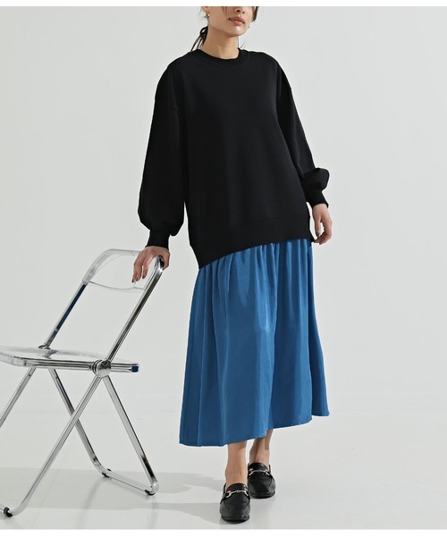 Settimissimo（セッティミッシモ）の「裏毛×スカートドッキングワンピース（ワンピース・レディース・ホワイト/ブラック・FREE）」の2枚目の写真