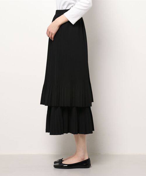 N.（N. Natural Beauty Basic）（エヌエヌナチュラルビューティーベーシック）の「◆プリーツティアードスカート（スカート・レディース・ブラック/オフホワイト/イエロー・MEDIUM）」の4枚目の写真