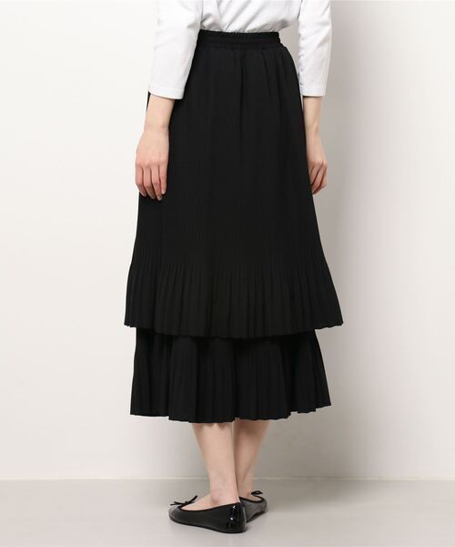 N.（N. Natural Beauty Basic）（エヌエヌナチュラルビューティーベーシック）の「◆プリーツティアードスカート（スカート・レディース・ブラック/オフホワイト/イエロー・MEDIUM）」の5枚目の写真