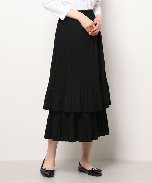 N.（N. Natural Beauty Basic）（エヌエヌナチュラルビューティーベーシック）の「◆プリーツティアードスカート（スカート・レディース・ブラック/オフホワイト/イエロー・MEDIUM）」の12枚目の写真