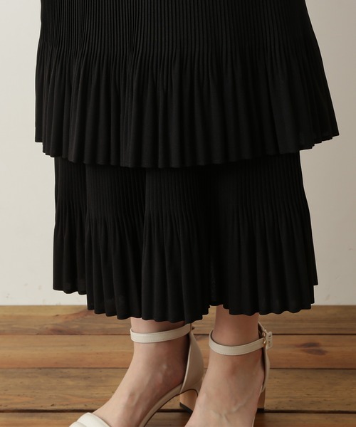 N.（N. Natural Beauty Basic）（エヌエヌナチュラルビューティーベーシック）の「◆プリーツティアードスカート（スカート・レディース・ブラック/オフホワイト/イエロー・MEDIUM）」の10枚目の写真