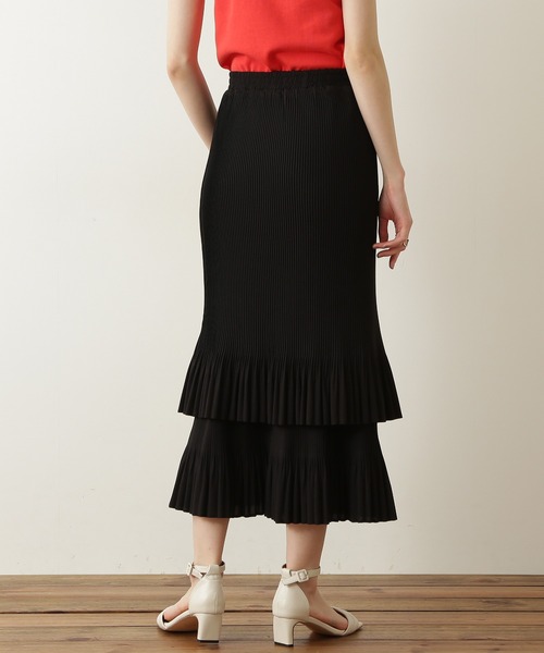 N.（N. Natural Beauty Basic）（エヌエヌナチュラルビューティーベーシック）の「◆プリーツティアードスカート（スカート・レディース・ブラック/オフホワイト/イエロー・MEDIUM）」の8枚目の写真