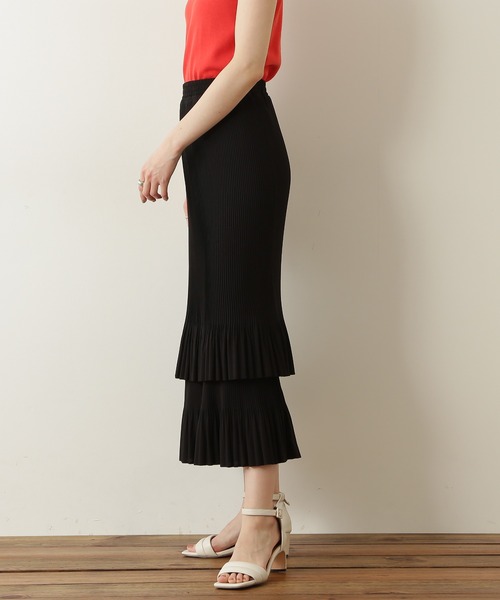 N.（N. Natural Beauty Basic）（エヌエヌナチュラルビューティーベーシック）の「◆プリーツティアードスカート（スカート・レディース・ブラック/オフホワイト/イエロー・MEDIUM）」の9枚目の写真