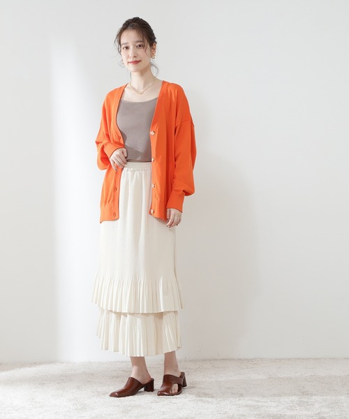 N.（N. Natural Beauty Basic）（エヌエヌナチュラルビューティーベーシック）の「◆プリーツティアードスカート（スカート・レディース・ブラック/オフホワイト/イエロー・MEDIUM）」の22枚目の写真