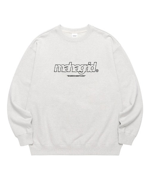 MAHAGRID（マハグリッド）の「【mahagrid】THIRD LOGO CREWNECK / マハグリッド サード ロゴ クルーネック / 裏地パイル（スウェット・メンズ・チャコールグレー/ブラック/パープル/グレー/レッド/セージグリーン/オートミール・SMALL/MEDIUM/LARGE/X-LARGE）」の5枚目の写真