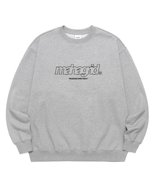 MAHAGRID（マハグリッド）の「【mahagrid】THIRD LOGO CREWNECK / マハグリッド サード ロゴ クルーネック / 裏地パイル（スウェット・メンズ・チャコールグレー/ブラック/パープル/グレー/レッド/セージグリーン/オートミール・SMALL/MEDIUM/LARGE/X-LARGE）」の4枚目の写真