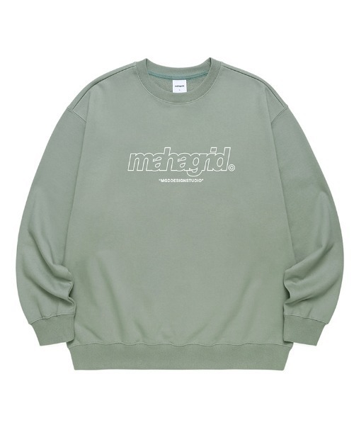MAHAGRID（マハグリッド）の「【mahagrid】THIRD LOGO CREWNECK / マハグリッド サード ロゴ クルーネック / 裏地パイル（スウェット・メンズ・チャコールグレー/ブラック/パープル/グレー/レッド/セージグリーン/オートミール・SMALL/MEDIUM/LARGE/X-LARGE）」の6枚目の写真