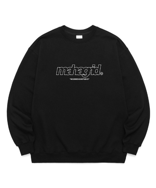 MAHAGRID（マハグリッド）の「【mahagrid】THIRD LOGO CREWNECK / マハグリッド サード ロゴ クルーネック / 裏地パイル（スウェット・メンズ・チャコールグレー/ブラック/パープル/グレー/レッド/セージグリーン/オートミール・SMALL/MEDIUM/LARGE/X-LARGE）」の2枚目の写真