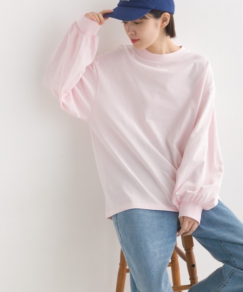 OMNES（オムネス）の「袖ボリューム　長袖Tシャツ（Tシャツ/カットソー・レディース・ホワイト/ブラック/ブラウン/ブルーグレー/ライトグレー/ピンク/キャメル/グレー・FREE）」の8枚目の写真