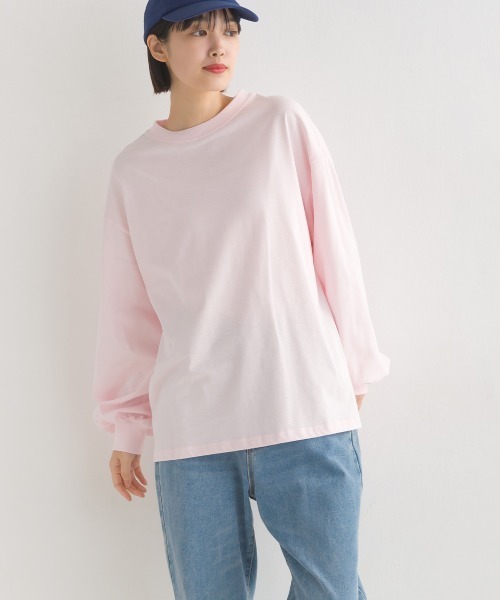 OMNES（オムネス）の「袖ボリューム　長袖Tシャツ（Tシャツ/カットソー・レディース・ホワイト/ブラック/ブラウン/ブルーグレー/ライトグレー/ピンク/キャメル/グレー・FREE）」の13枚目の写真