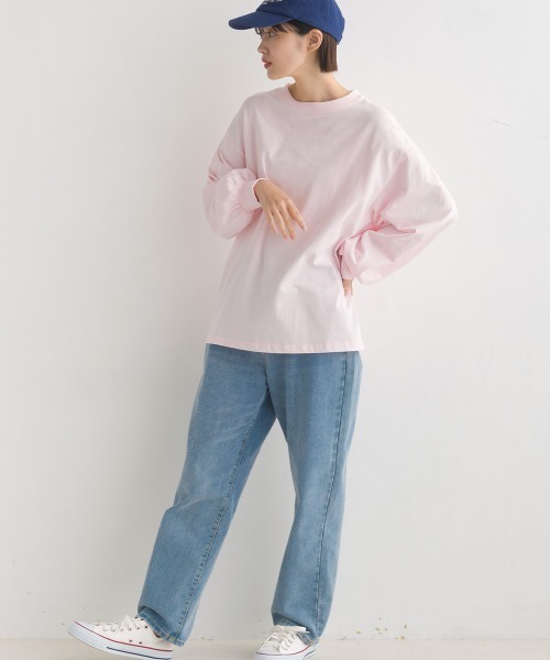 OMNES（オムネス）の「袖ボリューム　長袖Tシャツ（Tシャツ/カットソー・レディース・ホワイト/ブラック/ブラウン/ブルーグレー/ライトグレー/ピンク/キャメル/グレー・FREE）」の17枚目の写真