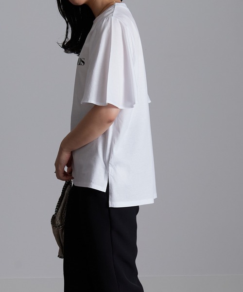 RANAN(ラナン)の「ひんやり!綿100%フレア袖大人ロゴTシャツ(Tシャツ/カットソー・レディース・ブラック系1/ブラック系2/ブラウン系1/ネイビー系1/ライラック/ホワイト系1/ホワイト系3/ホワイト系2/ピンク・M/LL/L)」の14枚目の写真