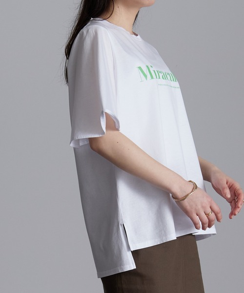 RANAN(ラナン)の「ひんやり!綿100%フレア袖大人ロゴTシャツ(Tシャツ/カットソー・レディース・ブラック系1/ブラック系2/ブラウン系1/ネイビー系1/ライラック/ホワイト系1/ホワイト系3/ホワイト系2/ピンク・M/LL/L)」の17枚目の写真