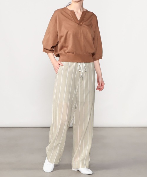 UNFIL(アンフィル)の「unfil | コットンボイル ストライプワイドパンツ WOMEN(その他パンツ・レディース・グレー系その他/ホワイト系その他5・0)」の16枚目の写真