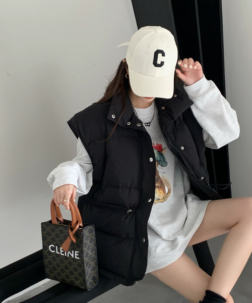 emi+（エミプラス）の「ノースリーブフェイクダウン（ダウンベスト・レディース・ブラック/ベージュ/グリーン・FREE）」の18枚目の写真