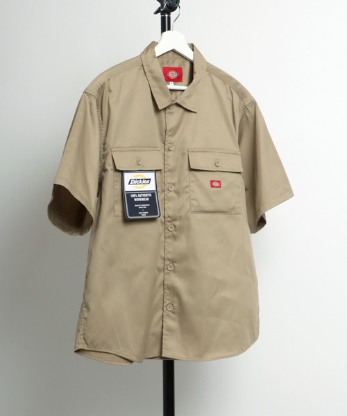 Dickies(ディッキーズ)の「Dickies(ディッキーズ)CPOワークシャツ メンズ レディース/半袖レギュラーカラーシャツ(シャツ/ブラウス・メンズ・ブラック/ベージュ/インディゴブルー/アイボリー/グリーン/ライトインディゴブルー/ストライプ/ブルー系その他・LL/M/L)」の2枚目の写真