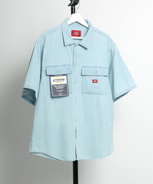Dickies(ディッキーズ)の「Dickies(ディッキーズ)CPOワークシャツ メンズ レディース/半袖レギュラーカラーシャツ(シャツ/ブラウス・メンズ・ブラック/ベージュ/インディゴブルー/アイボリー/グリーン/ライトインディゴブルー/ストライプ/ブルー系その他・LL/M/L)」の6枚目の写真