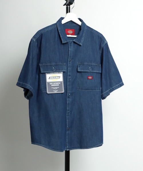 Dickies(ディッキーズ)の「Dickies(ディッキーズ)CPOワークシャツ メンズ レディース/半袖レギュラーカラーシャツ(シャツ/ブラウス・メンズ・ブラック/ベージュ/インディゴブルー/アイボリー/グリーン/ライトインディゴブルー/ストライプ/ブルー系その他・LL/M/L)」の5枚目の写真