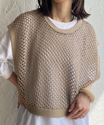 She's Closet（シーズクローゼット）の「クルーネック透かし編みショート丈コットンタッチメッシュニットベスト（ベスト）」
