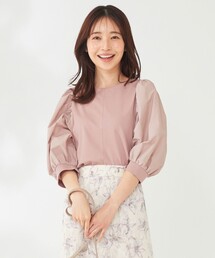 ANY SIS | パフスリーブ異素材コンビ プルオーバー(Tシャツ/カットソー)