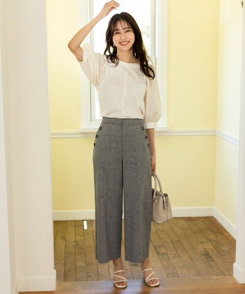 ANY SIS（エニィスィス）の「パフスリーブ異素材コンビ プルオーバー（Tシャツ/カットソー・レディース・ブラック系/ベージュ系/アイボリー系/ピンク系・2）」の5枚目の写真