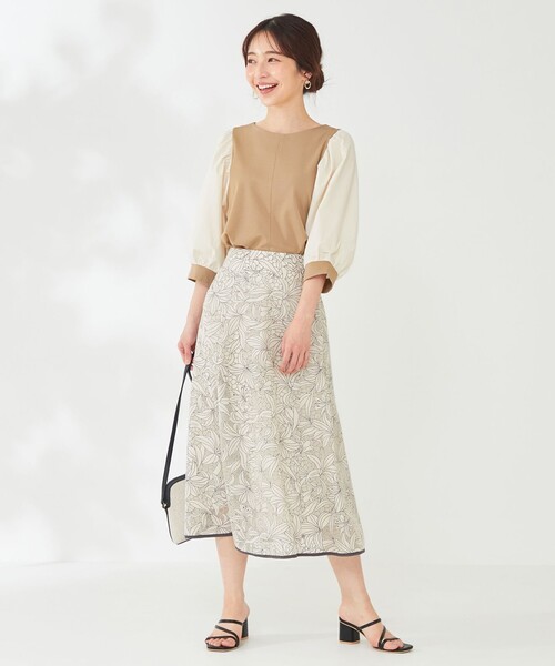 ANY SIS（エニィスィス）の「パフスリーブ異素材コンビ プルオーバー（Tシャツ/カットソー・レディース・ブラック系/ベージュ系/アイボリー系/ピンク系・2）」の8枚目の写真